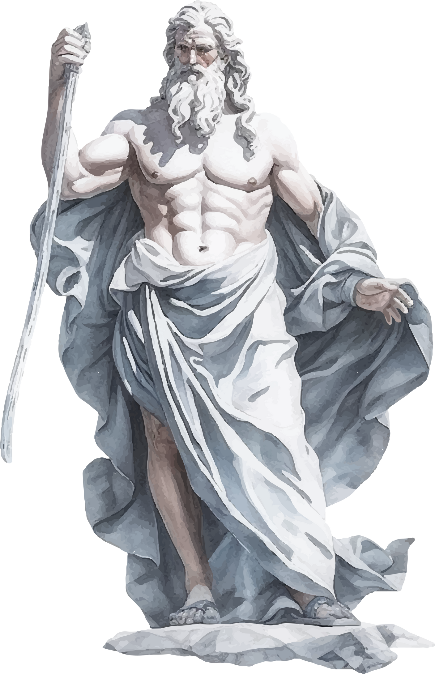god statue in watercolor style illustration
